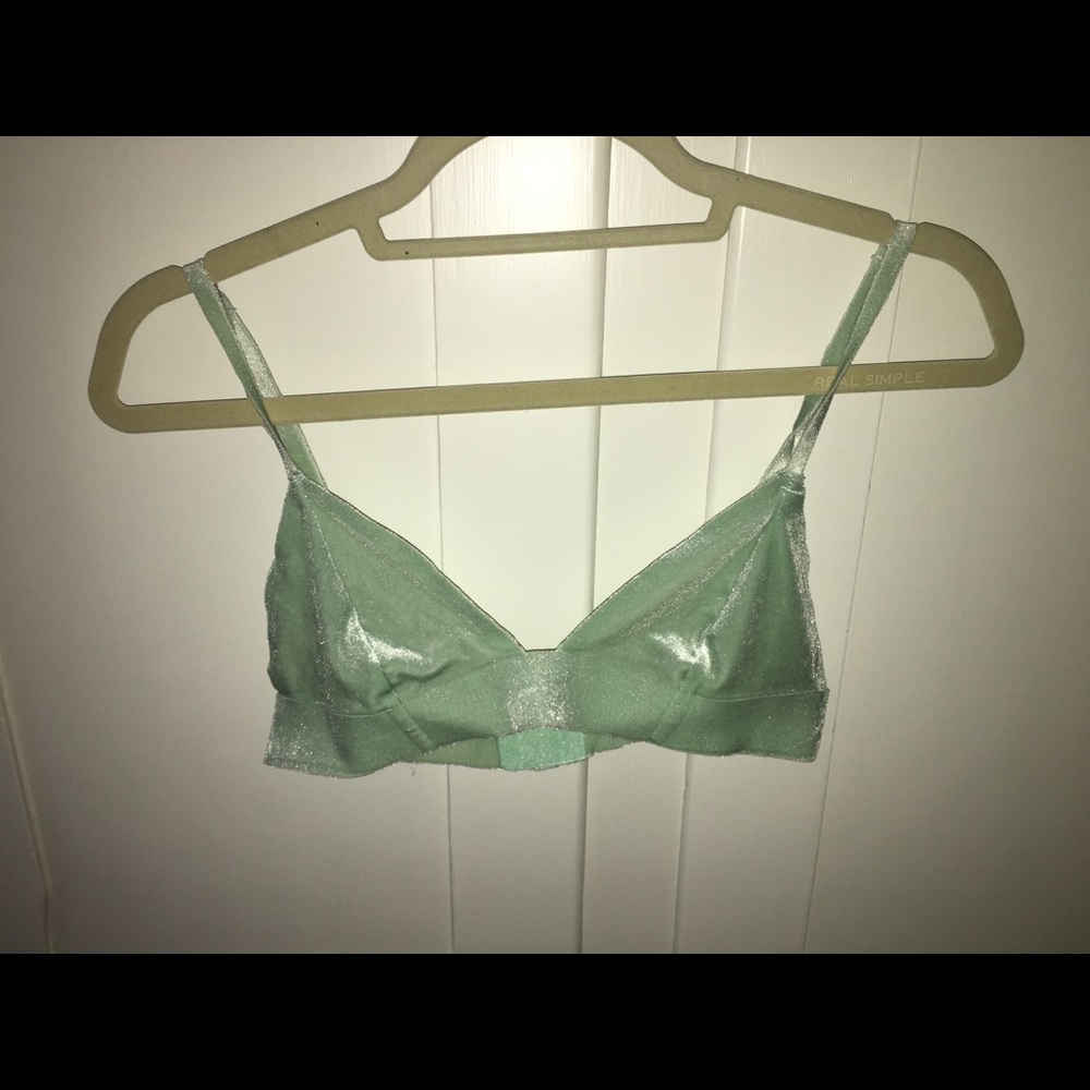 green urban outfitters velvet bralette